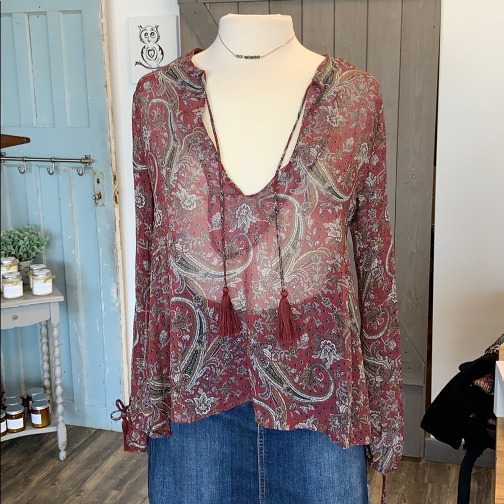 Sheer Tassel Blouse